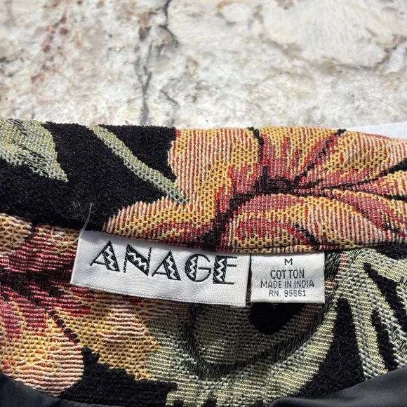 Anage Floral Velvet Blazer - Black and Multicolor